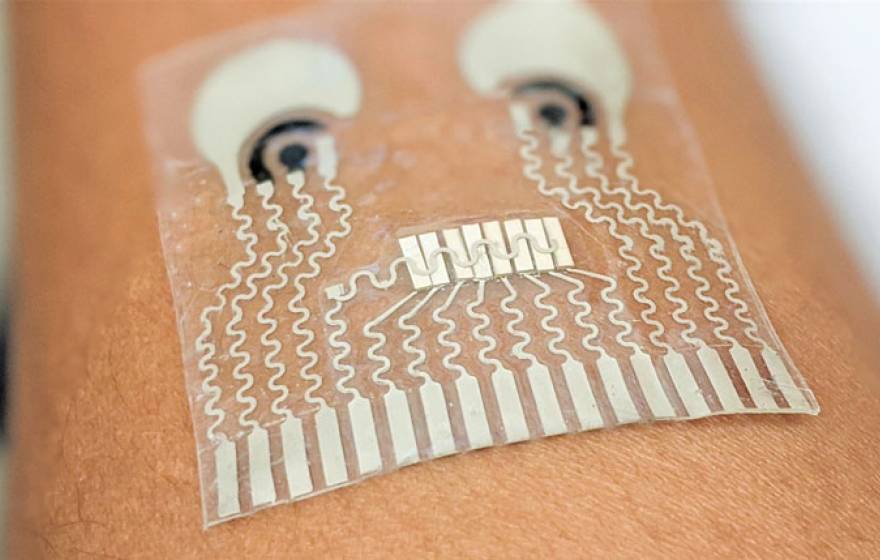 Wearable patch prototype on skin