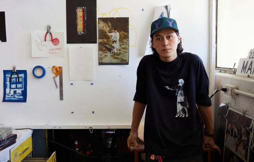 a student artist in the studio