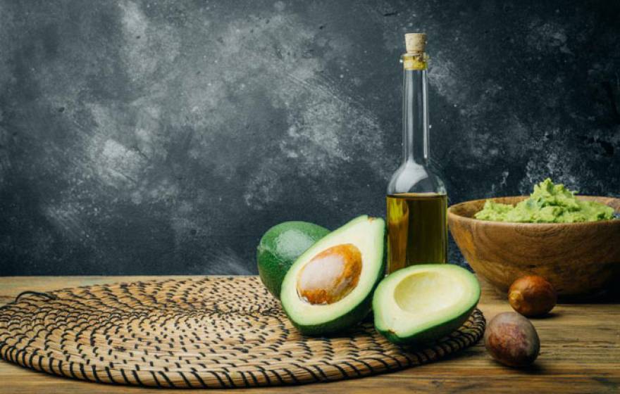 Avocado oil on a table