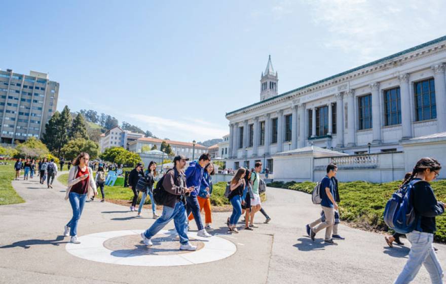 Students walk across the UC Berkeley campus