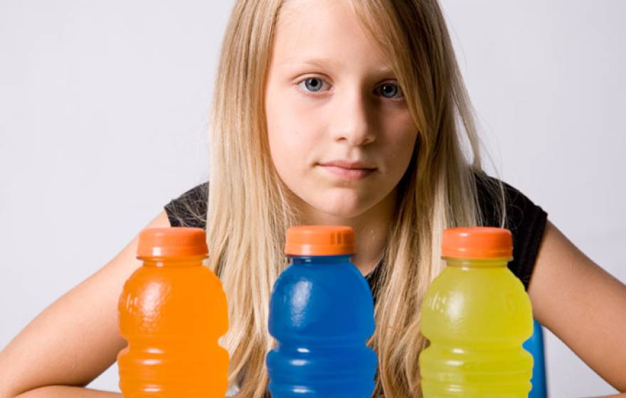 girl and sports drinks
