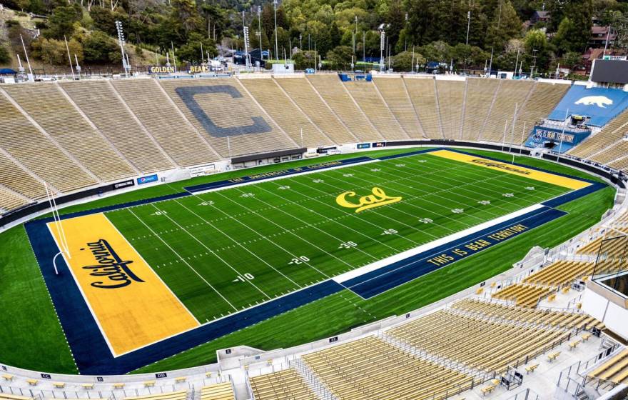 UC Berkeley football stadium from above without the Pac-12 logo