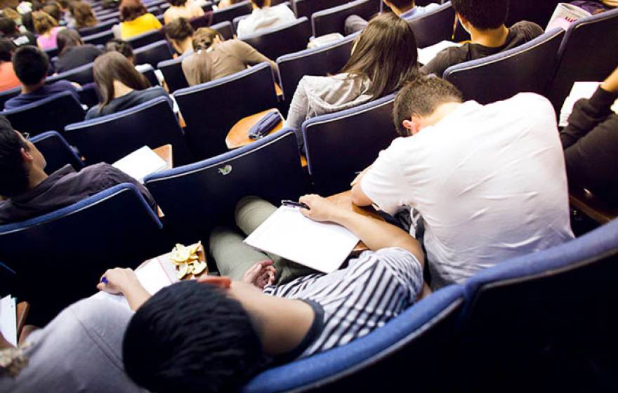 Students slumped in a classroom