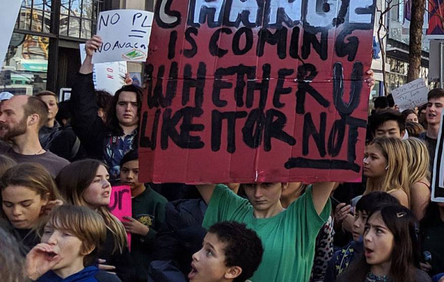 Young people protesting climate change