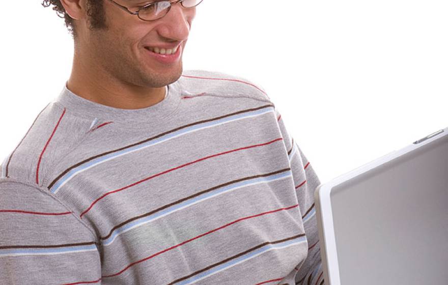 man using laptop