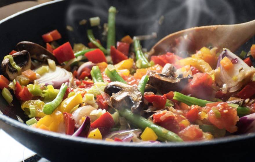 Vegetables being cooked in a pan