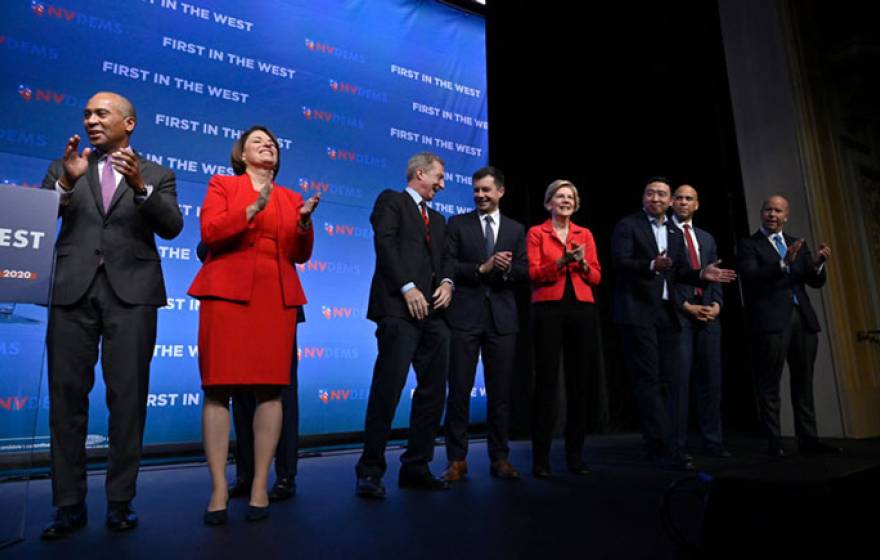 Candidates on a debate stage