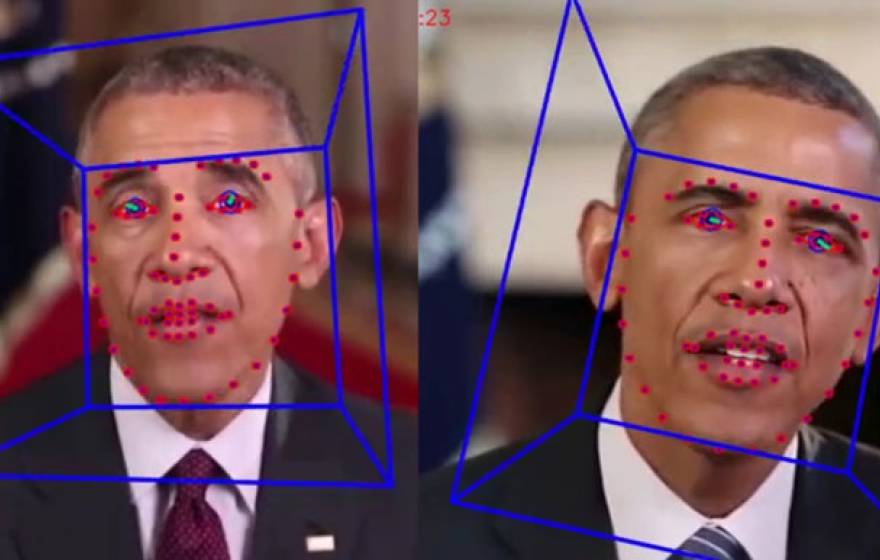A fake President Obama and a real President Obama, as part of deepfake explanation