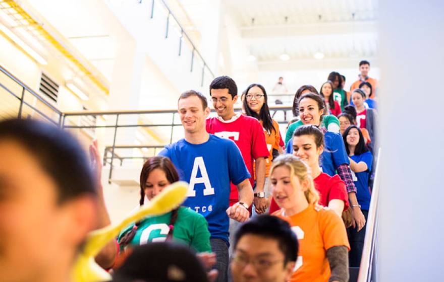 Students on stairs