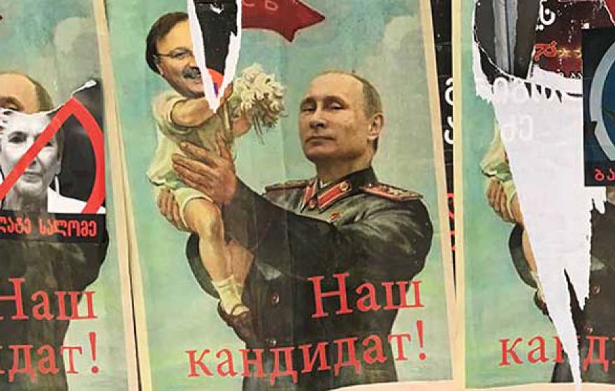 Election posters featuring Putin