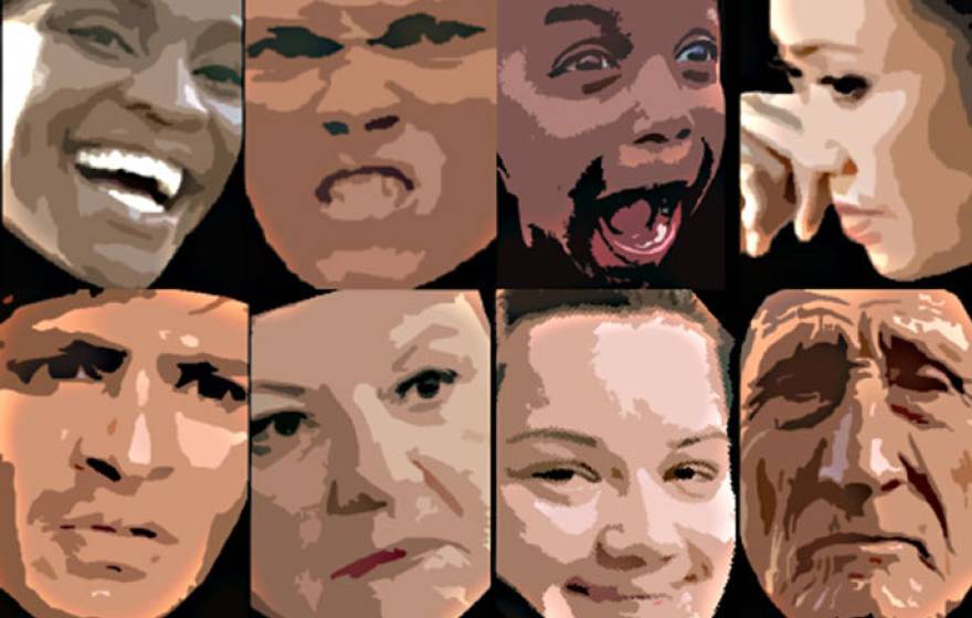 A series of different faces making different facial expressions