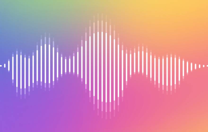 A rainbow-hued visualization of an audio wave