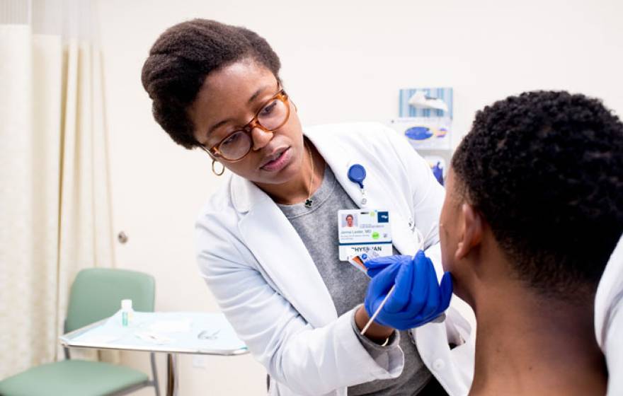 Dr. Jenna Lester with a patient