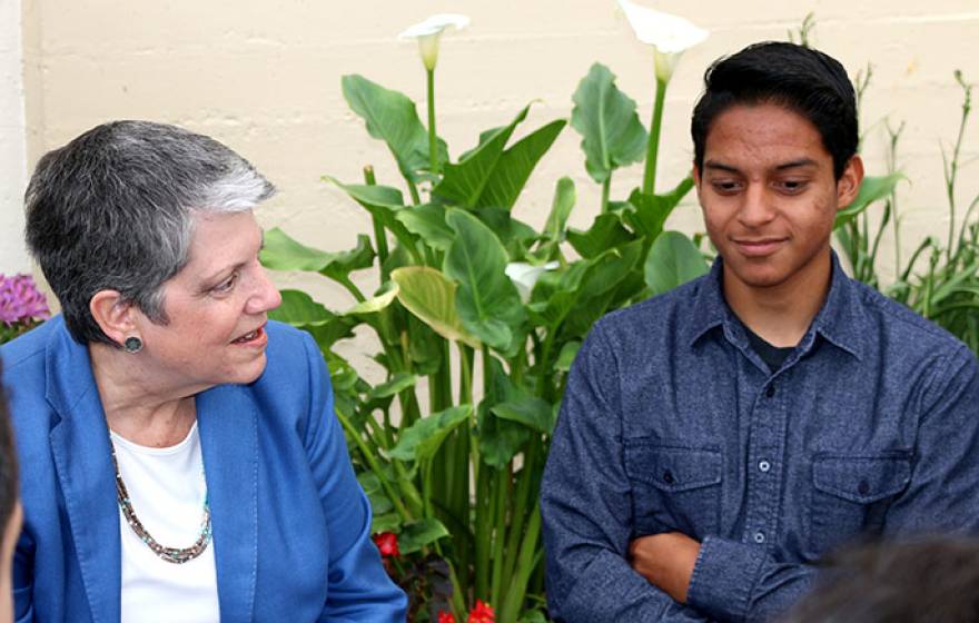 President Napolitano and Santa Ana HS student