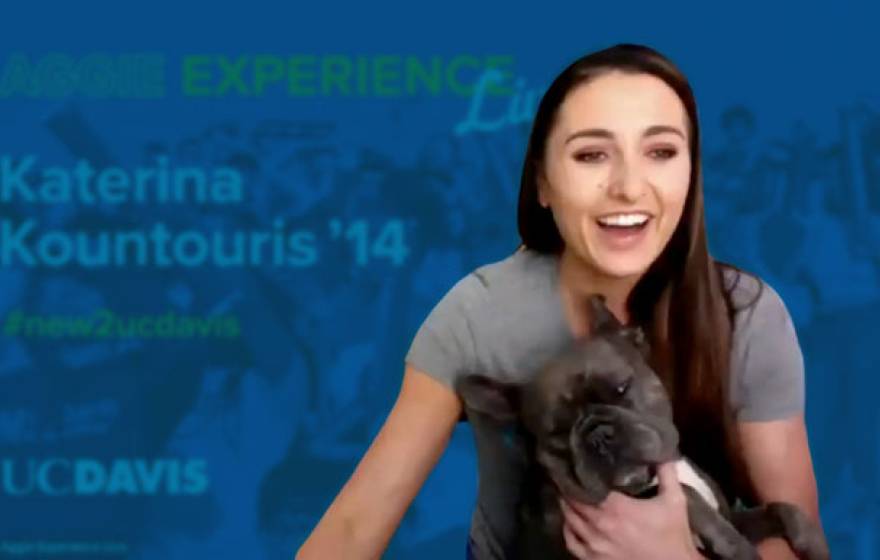 Katerina Kountouris and her dog Winston give a virtual tour