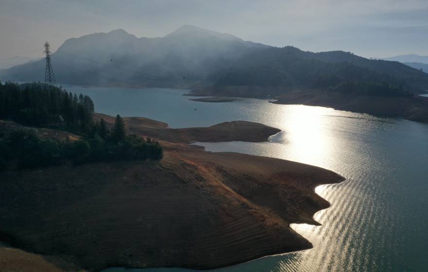 View of Lake Shasta from above during late afternoon