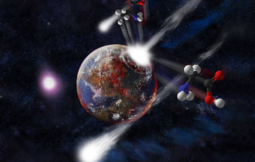 simulation of comet hitting young Earth