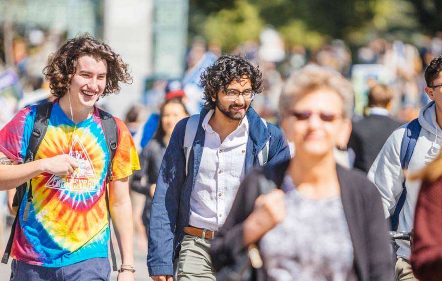 Students walking on campus