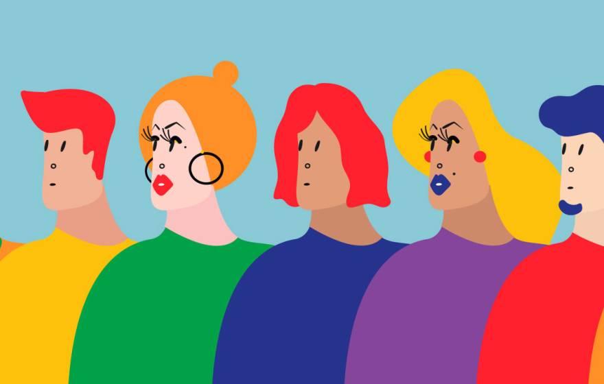 Colorful illustration of LGBTQ individuals