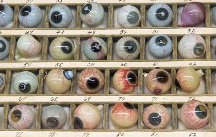 A collection of glass eyeballs