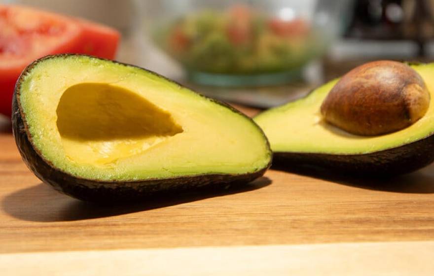 A split open avocado