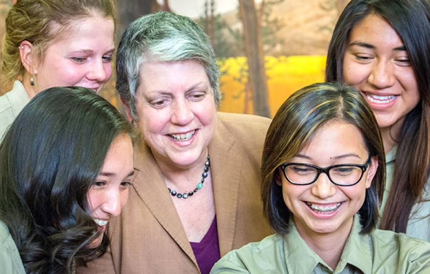 UC President Napolitano and YLP students from UC Merced