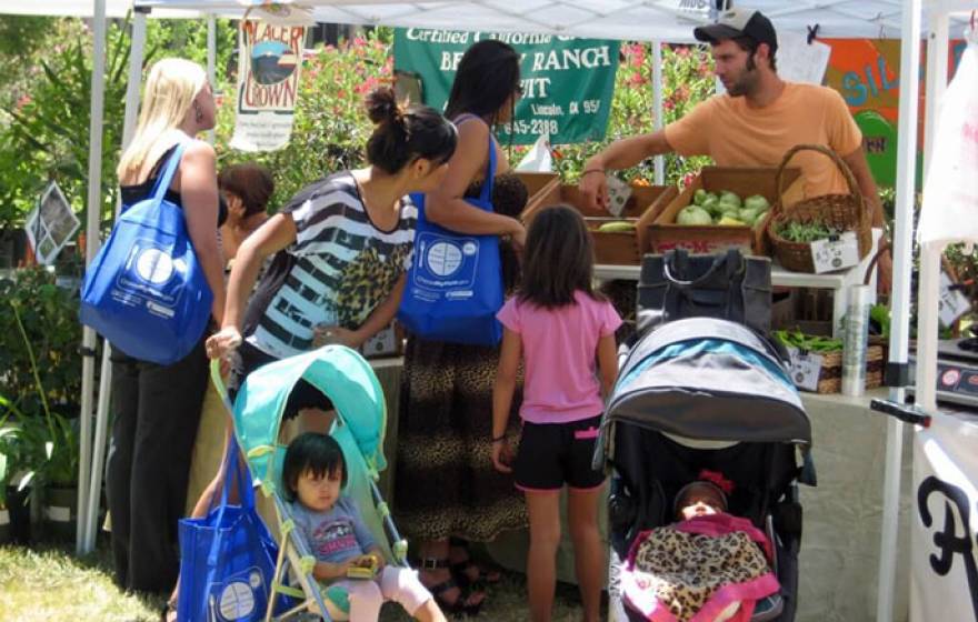 Mothers at farmers market