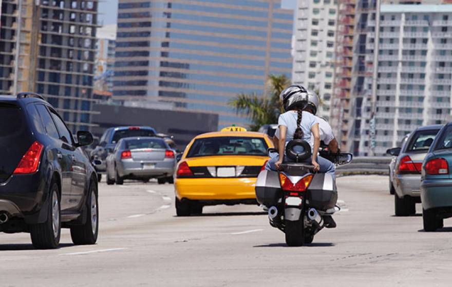 motorcyclist on freeway