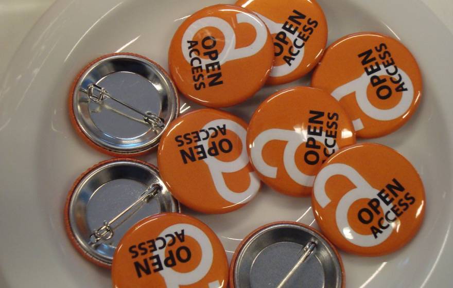 Bowl of 'open access' buttons