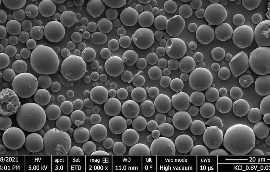 Image of small gray polymer orbs