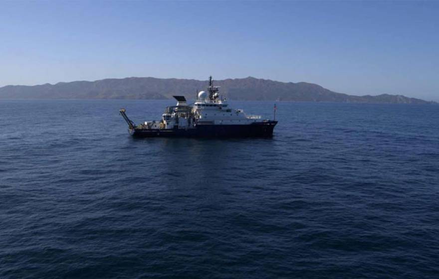 Research vessel Sally Ride in the water