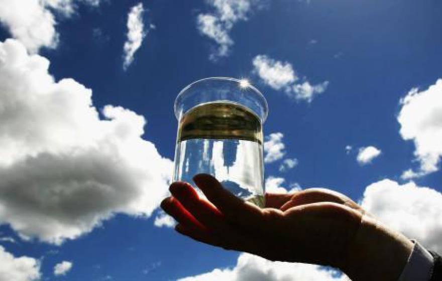 beaker of recycled water