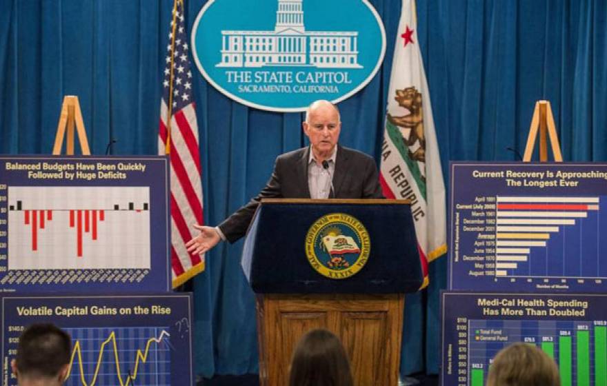 Jerry Brown gives a presentation