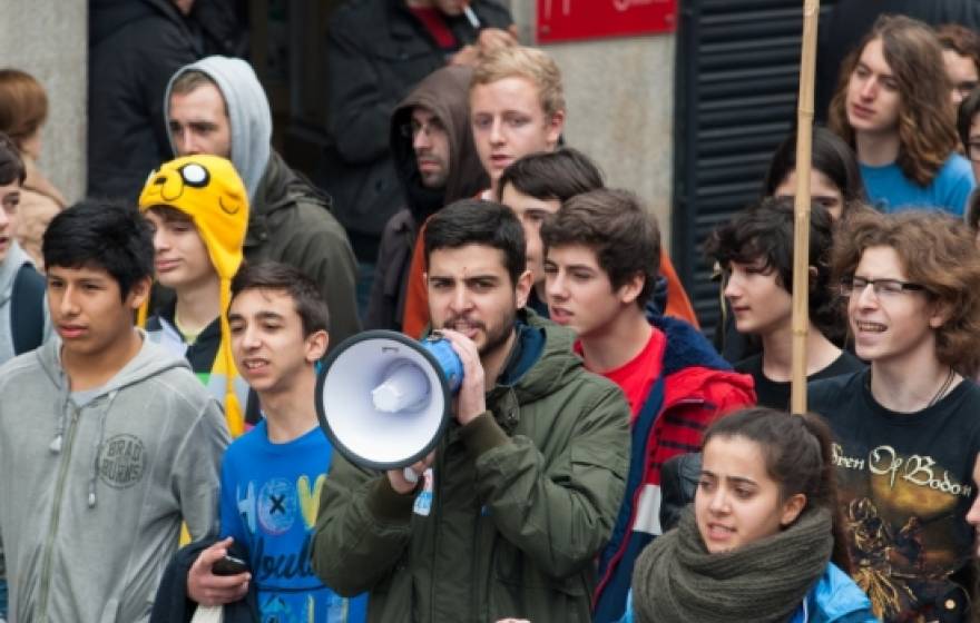 Group of young people at a protest