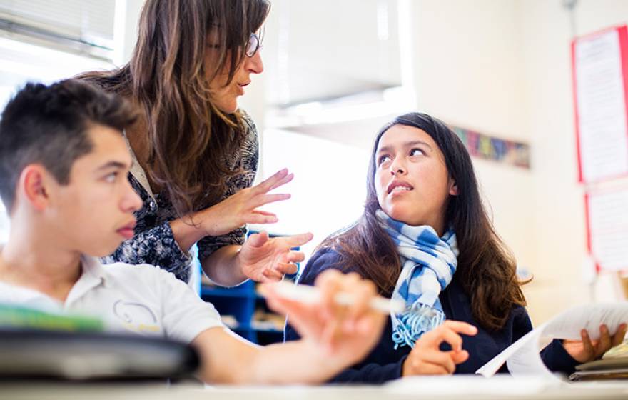 teacher and high school students