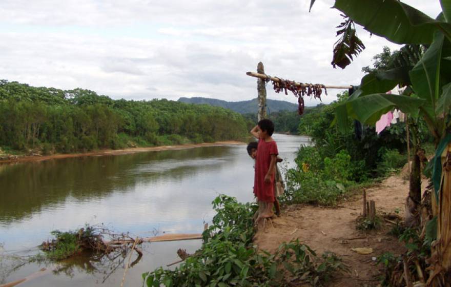 Tsimane children on a riverbank