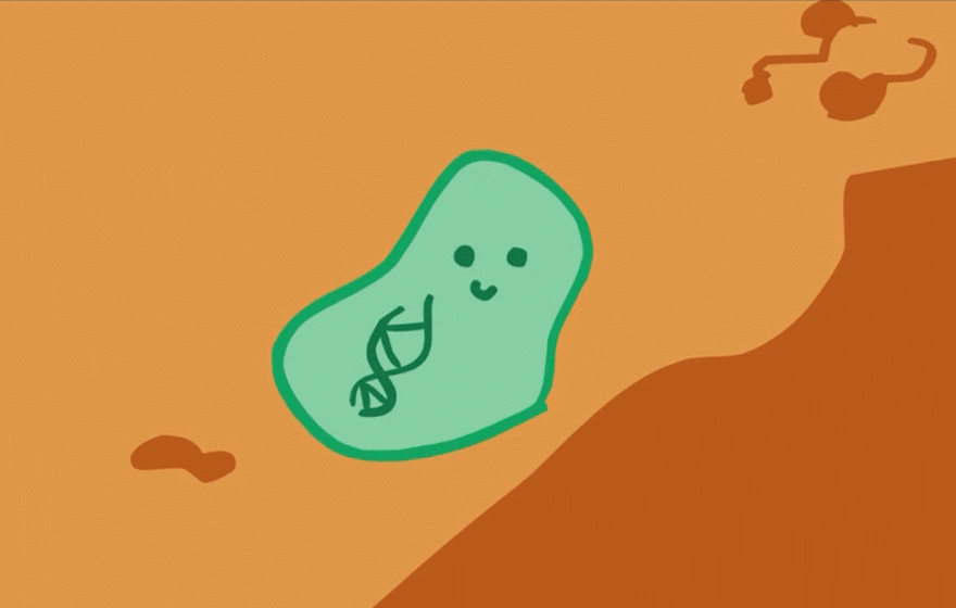 cartoon wiggly microbe animation