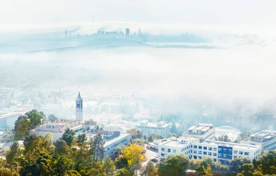 UC Berkeley aerial shot and SF skyline