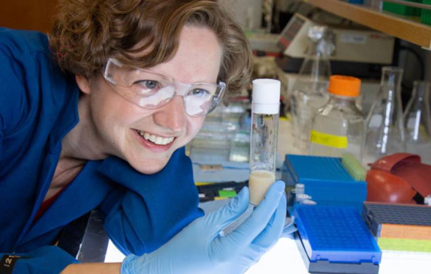 UC Davis' Kassandra Ori-McKenney holds a pipette