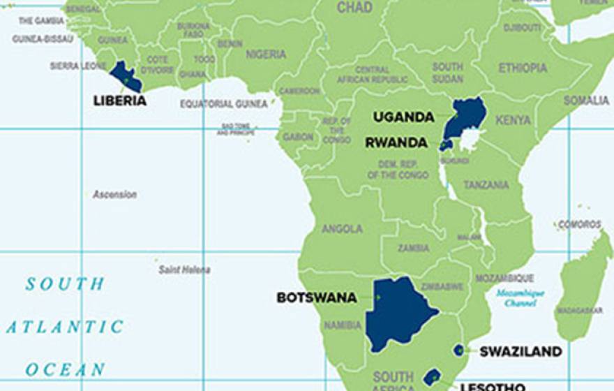 UC Davis pathologist Regina Gandour-Edwards is participating in an innovative telepathology project aimed at improving cancer diagnosis in Rwanda and five other sub-Saharan African countries (highlighted in blue).