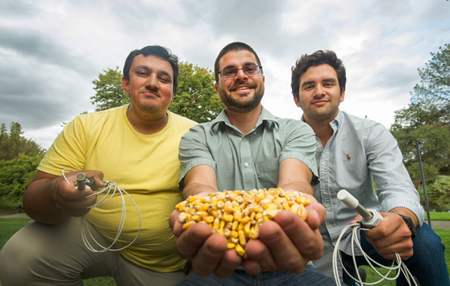 The winning team in the UC World Food Day Video Challenge: (From left) Umayr Sufi, Irwin Donis-Gonzalez and Carlos Orozco-Gonzalez.