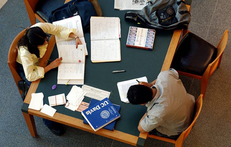 students studying at table