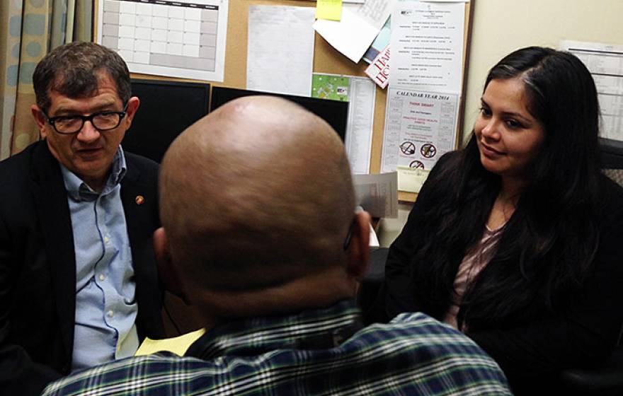 David Tierney, Sonia Gutierrez and unidentified veteran