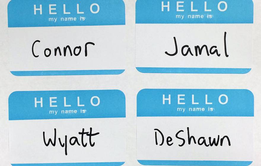 four name tags