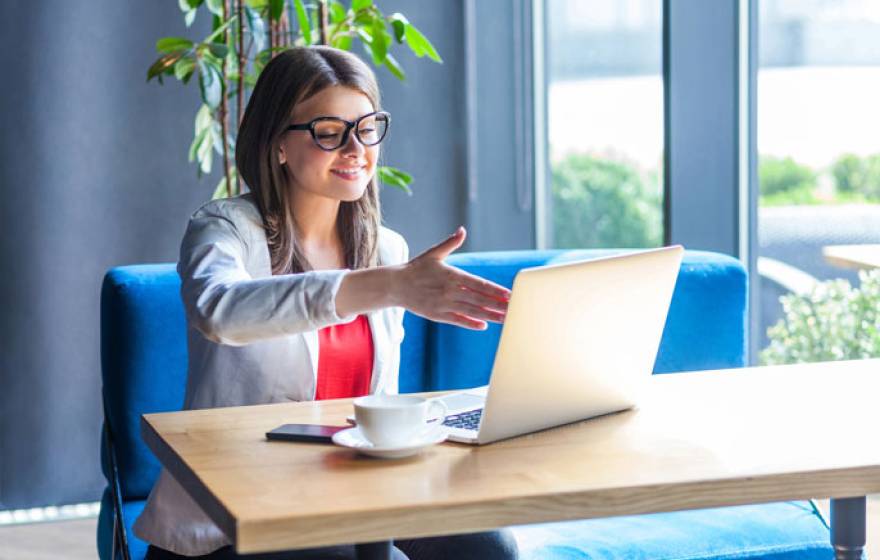 Young woman doing a virtual interview