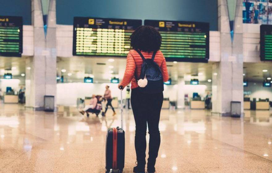 Woman standing in an airport