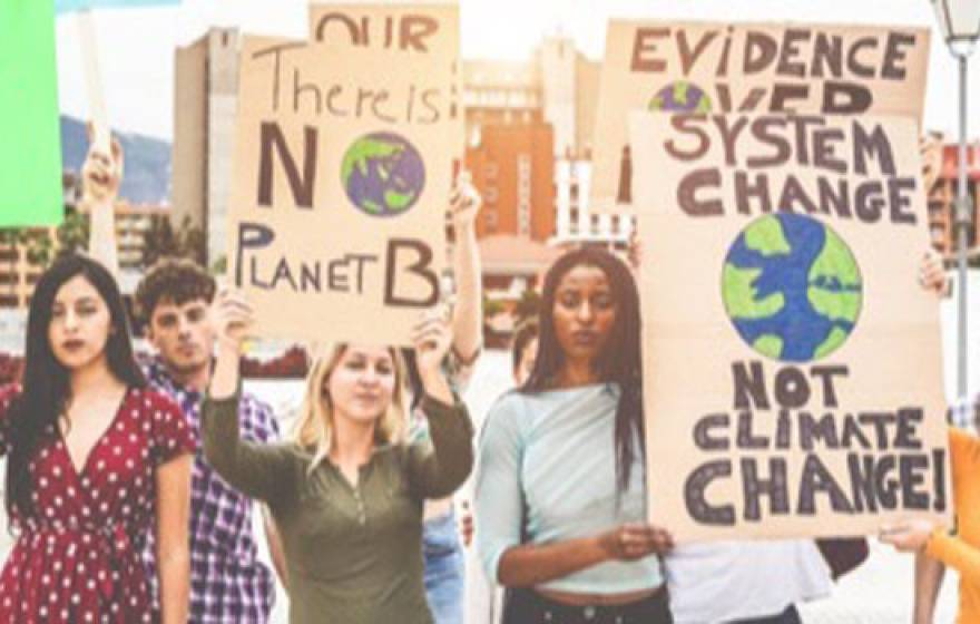 Young people protesting climate change