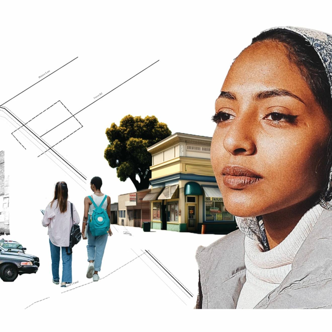 Photo illustration showing young women in Oakland