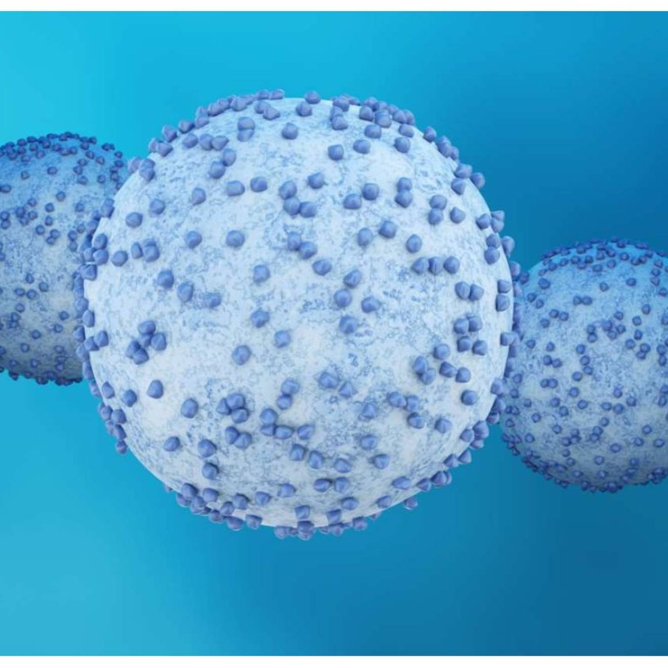 Illustration of pancreatic cancer cells against blue background