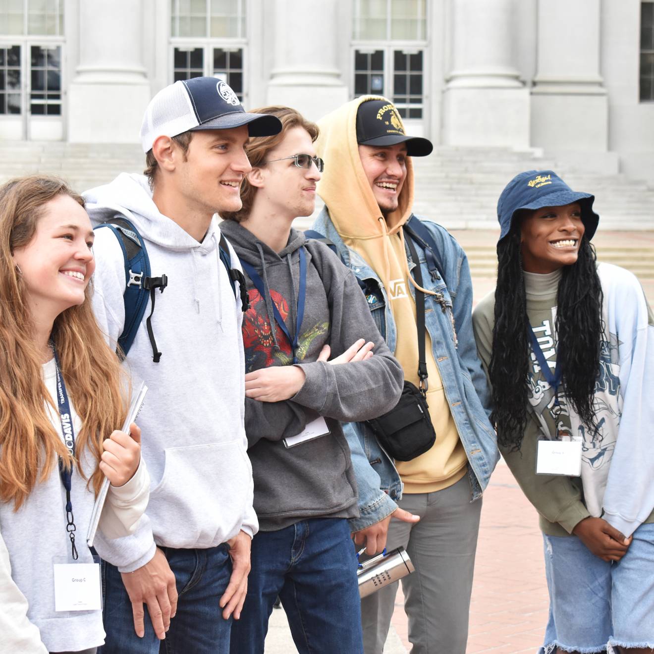 A group of community college students on a campus tour